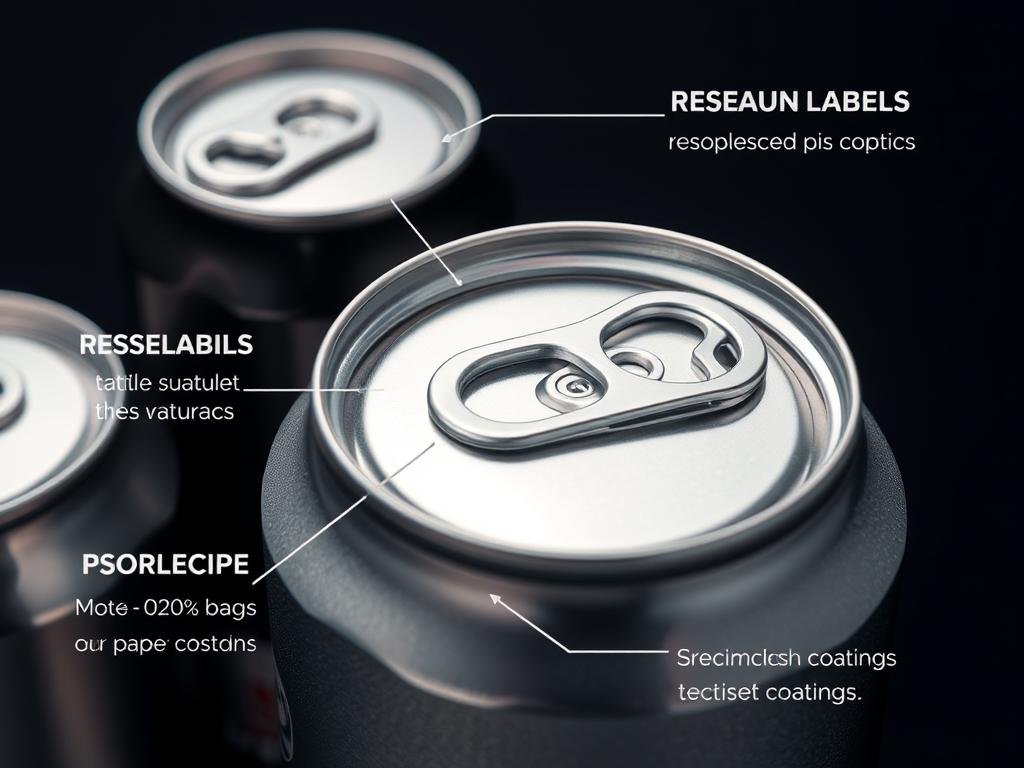 Close-up of innovative aluminium can designs showing new features