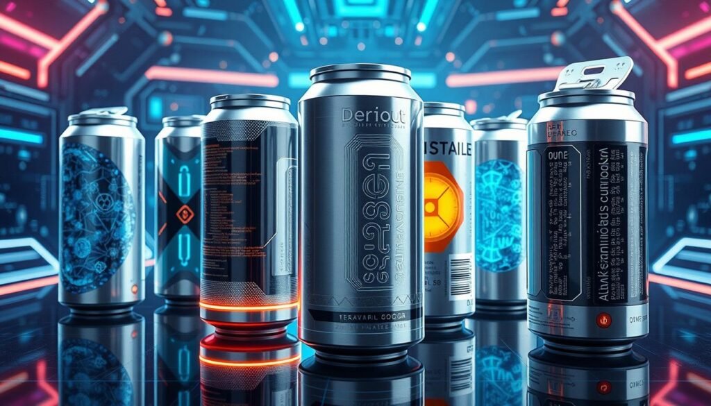 Futuristic aluminium beverage can designs with advanced features